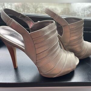 Calvin Klein brushed silver heels